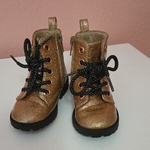 Glitter Gold Zip Up Boots Size 7 Baby Girl